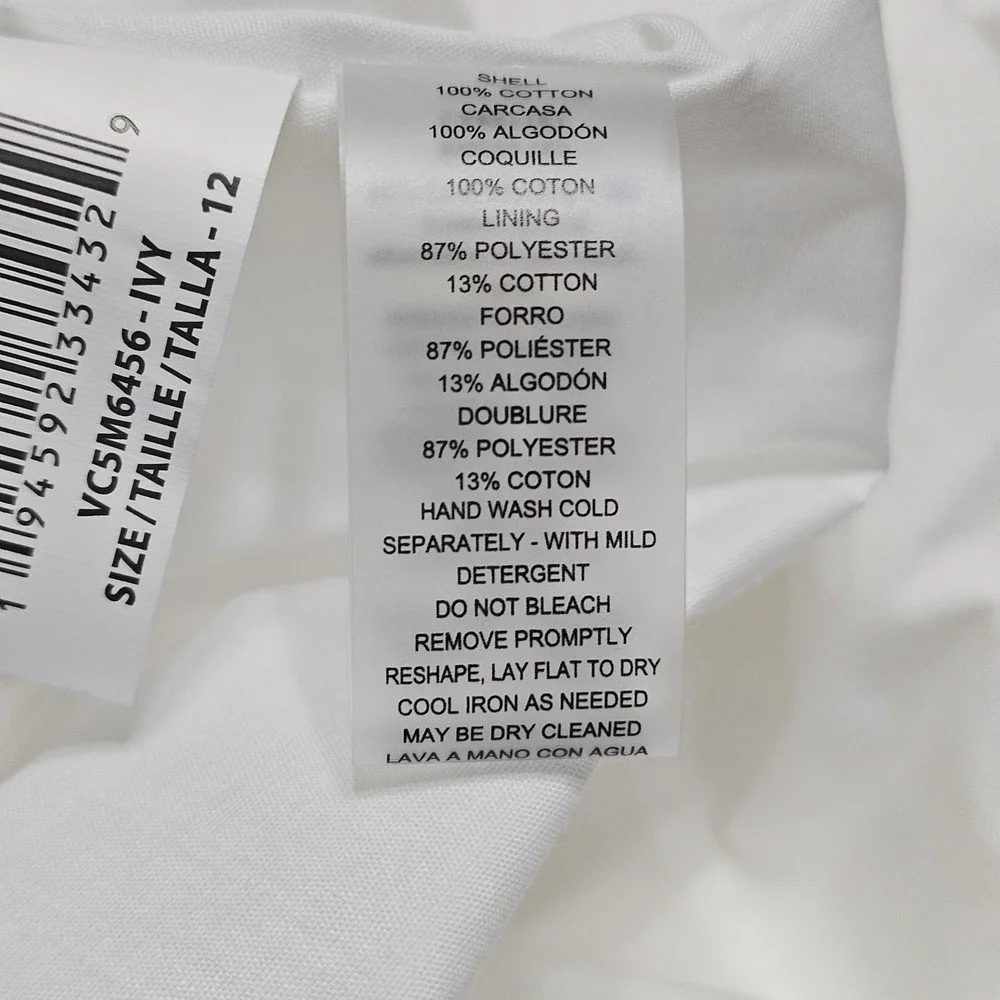 Vince Camuto Women Shirt Dress Size 12 Fit Large New White Elastic Waist Button - Picture 13 of 15